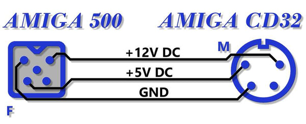 Amiga 500 to CD32 PSU Adapter Cable
