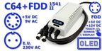 Dual C64 / VIC-20 + Floppy Drive Power Supply with OLED Screen