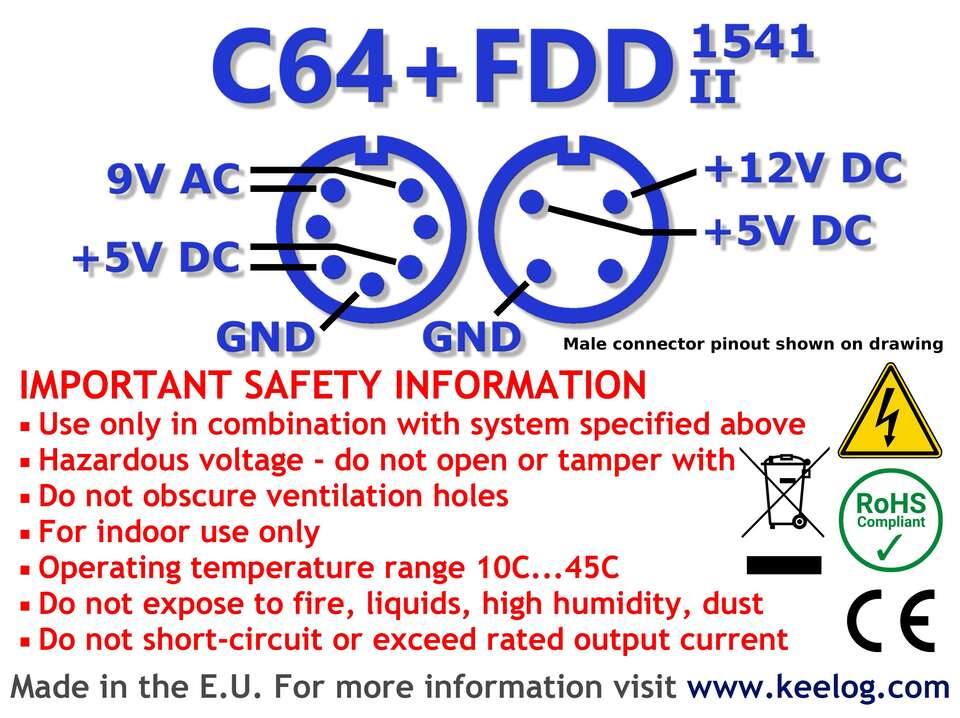 Alimentatore Per Drive Floppy Commodore 1541 II - Adattatore Di Potenza Nuovo, Compatibile - Foto 2