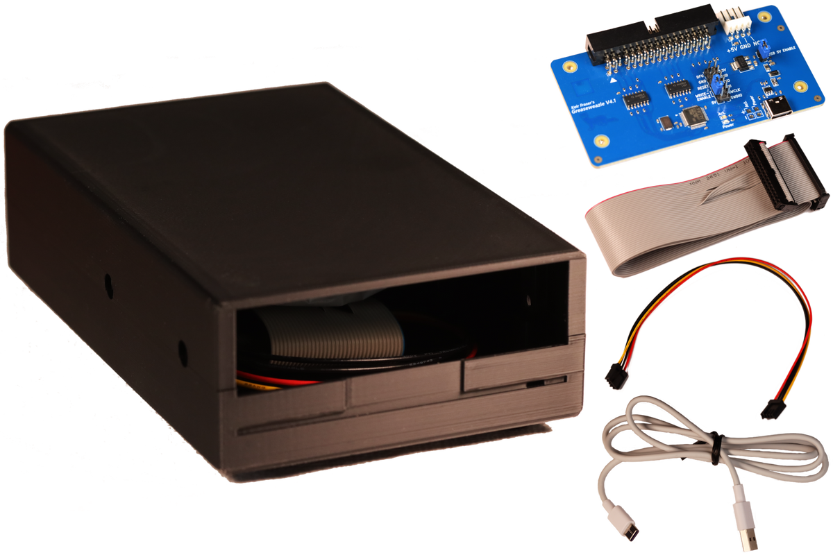 Greaseweazle v4.1 mounted in 3.5" drive enclosure