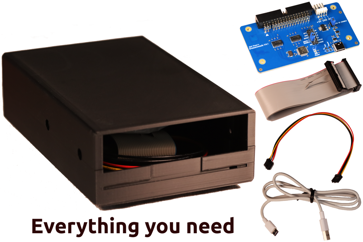 Greaseweazle v4.1 mounted in 3.5" drive enclosure