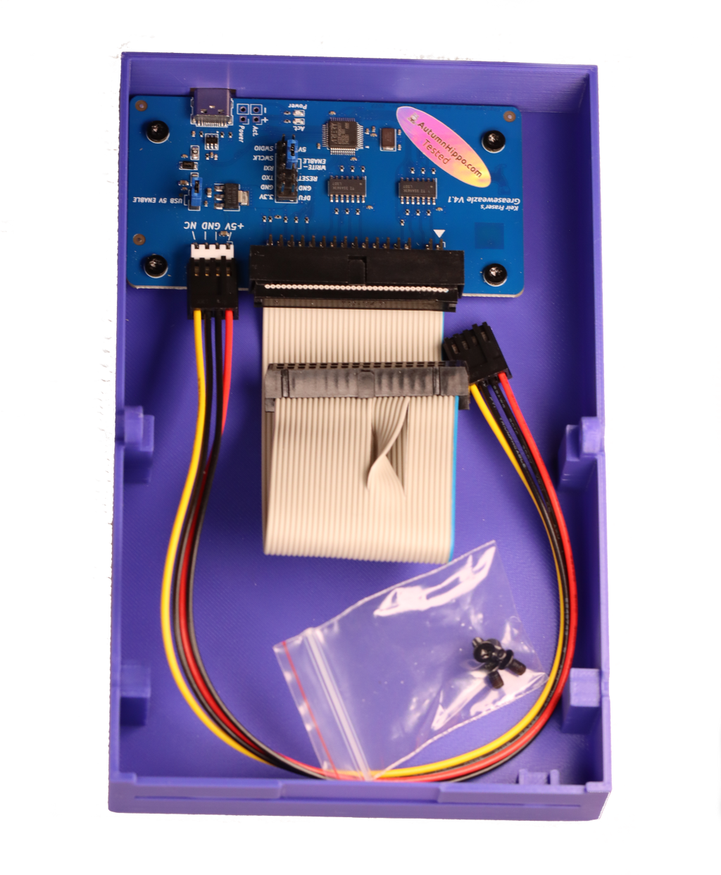 Greaseweazle v4.1 mounted in 3.5" drive enclosure
