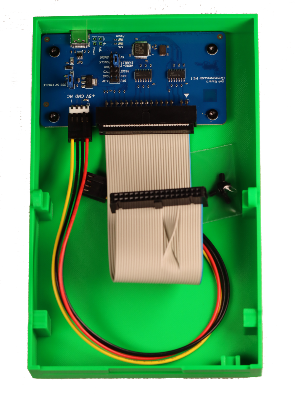 Greaseweazle v4.1 mounted in 3.5" drive enclosure