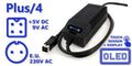 Commodore Plus/4 Power Supply with OLED Screen (EU plug)